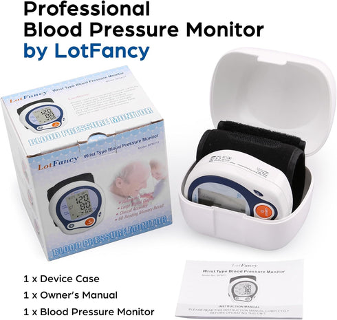 LotFancy Wrist Blood Pressure Monitor, Automatic Digital BP Machine, 60 Reading Memory