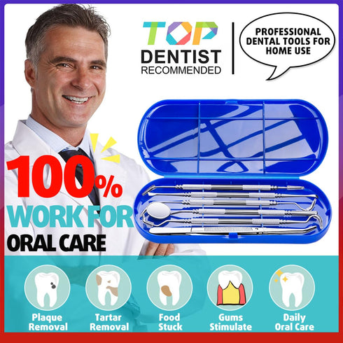 Antonki Dental Cleaning Tools, Stainless Steel Hygiene Kit with Case for Home Use