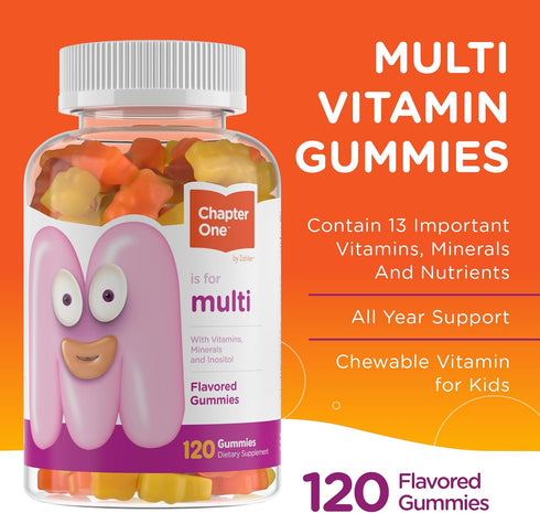 Zahler Chapter One Kids Multivitamin Gummy with 13 Vitamins & Nutrients, 120 Flavored Gummies, Certified Kosher