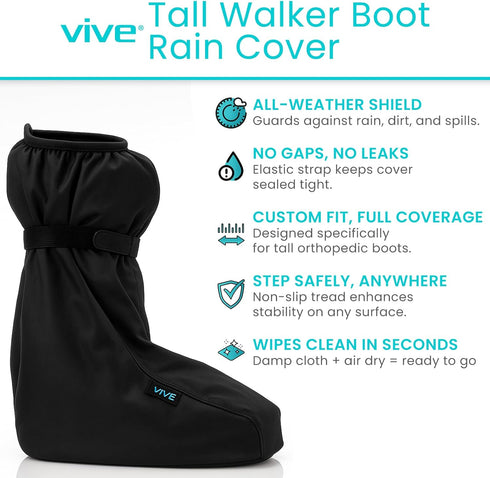 Vive Walking Boot Cover Waterproof - for Medical Orthopedic Brace & Cast, Fractured Foot Accessories - Prevents