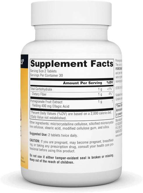 Source Naturals Pomegranate Extract 500mg, 60 Tablets - Antioxidant & Added Fiber
