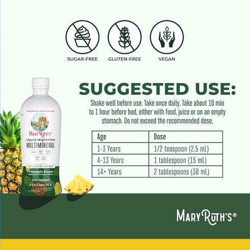 Nighttime Liquid Multimineral Sleep Supplement | Sugar Free | Calm Magnesium Citrate | NO Melatonin | Calcium Magnesium