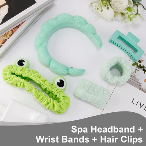 Canitor Spa Headband Wrist Bands Set - Cute Skincare Headband for Washing Face, Trendy Hair Accessories