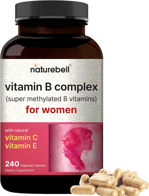 Vitamin B Complex for Women, 240 Veggie Capsules | Super Methylated B Vitamins | Immune, Energy, Prenatal Support