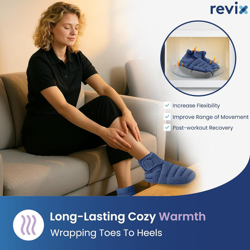 REVIX Microwavable Booties for Cold Feet Moist Heat Therapy, Heated Slippers Women & Men for Soothing Cold Foot