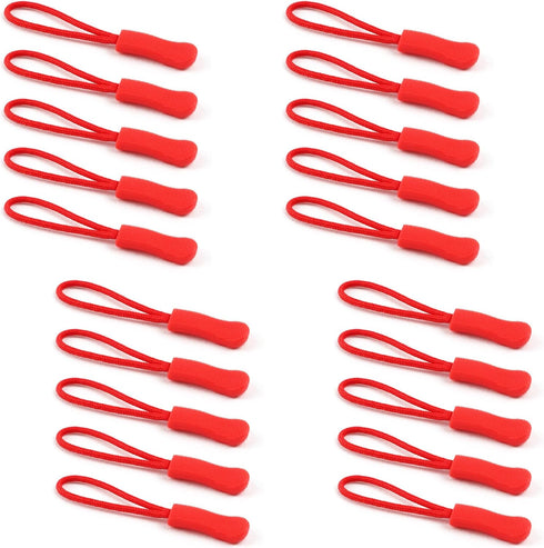 Red Snail 20PCS Zipper Pull - Bright Replacement Nylon Pulls Tab for Backpacks