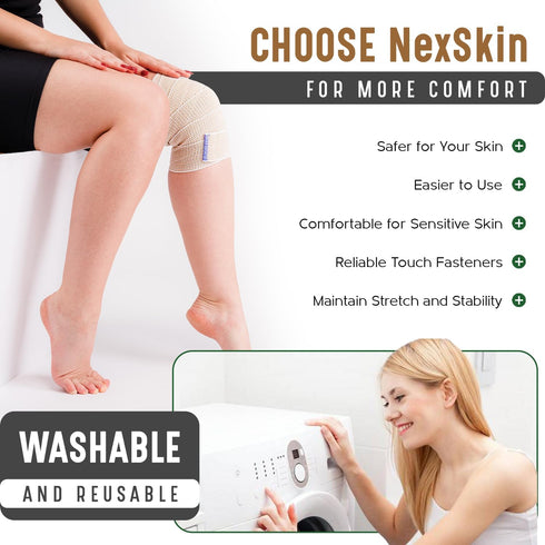 Premium Elastic Bandage Wrap - 6” Wide, 2 Pack, Latex Free Athletic/Medical Compression Bandages