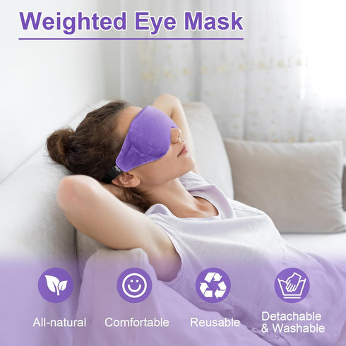Weighted Eye Mask for Sleeping, Soft Heated Eye Mask, Moist Heat Warm Compress for Eyes, Natural Lavender & Flaxseeds Microwave Reusable Sleep Mask, Must Haves for Women Spa, Home, Office