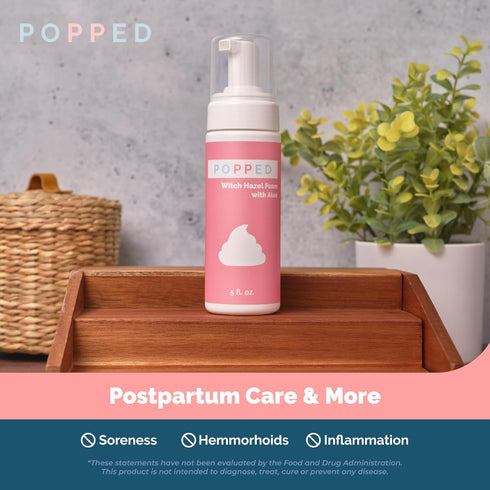POPPED Witch Hazel Foam with Aloe, Perineal Healing Foam for Postpartum Care, Relieves Pain and Swelling After Birth