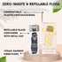 Natural Bamboo Dental Floss: 1 Refillable Glass Container + 3 Biodegradable Floss Refills (33 Yards Each), Eco-Friendly