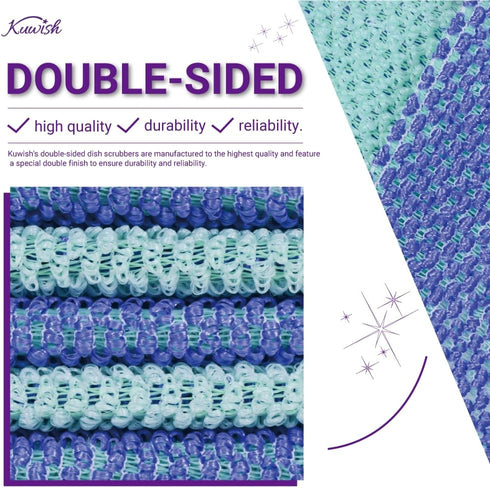 Heavy Duty Non-Scratch Double Sided Soft Scrubber for Dish Scrubber for Dishes & Pots (3Pcs) - Best Replacement dishwashing Scrub Sponge - Try Our Alternative Dish Washing Scrubber Korea Made
