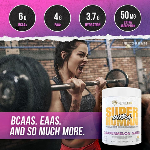 ALPHA LION Superhuman Intra Workout Powder - Amino Acids Drink for Men & Women, Muscle Recovery Supplement, BCAA