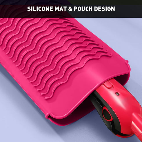 ZAXOP Resistant Silicone Mat Pouch for Flat Iron, Curling Iron, Hot Hair Tools (Hotpink)