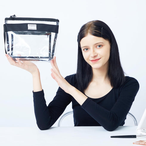 Rough Enough Clear Toiletry Bag, Makeup Organizer Cosmetic Pouch with Zipper Handle for Travel Essentials