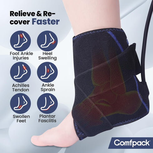Ankle Ice Pack Wrap for Swelling with Cold Compression, Reusable Gel Cold & Hot Therapy for Foot Injuries