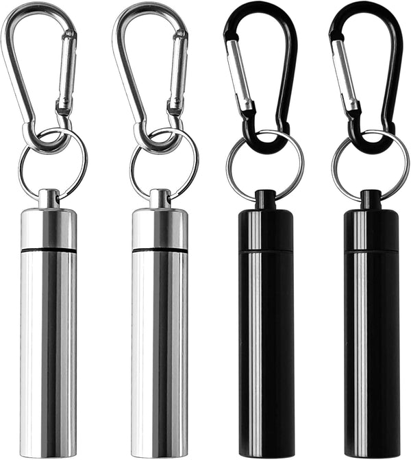 4 Pack Portable Pill Box Container Case, Aluminum Alloy Keychain Pill Holder, Waterproof for Outdoor Camping Travel