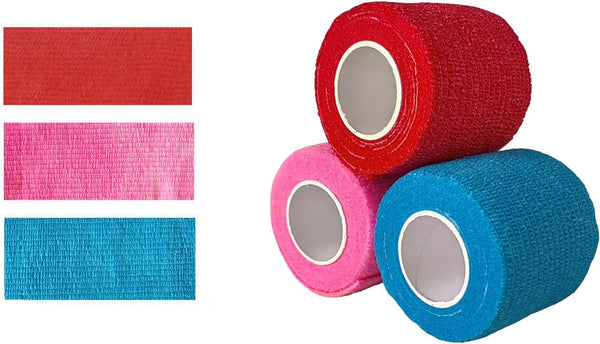 Kuanfine 3 Pack 2 Inches Self Adhesive Bandage Wrap Vet Wrap for Pets,
