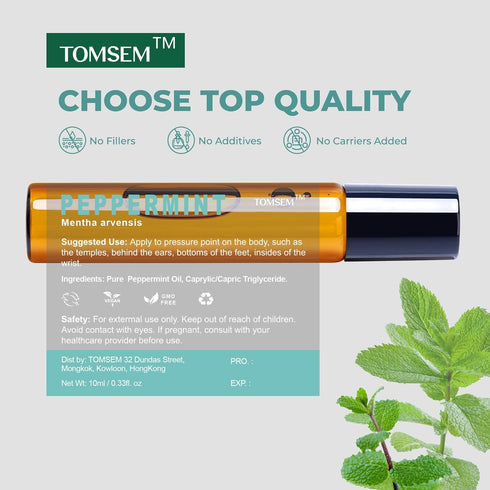French Peppermint Essential Oil Roll On - Therapeutic Grade Aromatherapy Oil for Pregnancy Essentials, Relieves Tension