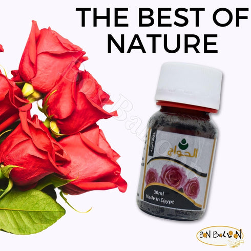Rose Oil Elhawag - Cold Pressed Premium Natural Pure for Body and Hair, Non-GMO Kosher Halal (1 Pack = 1.01 oz)