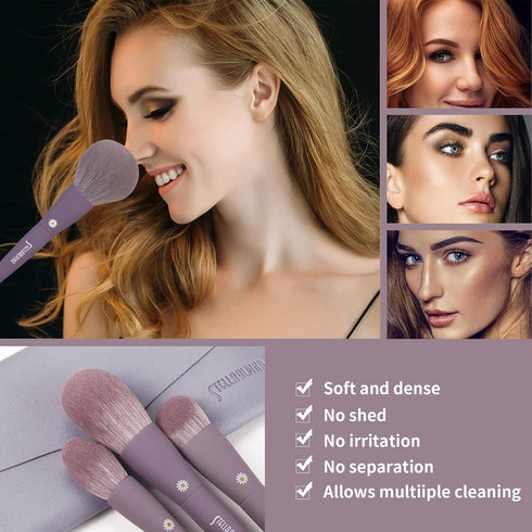 MSQ Make Up Brushes, 10Pcs Makeup Brush Set with Foundation, Blending, and Eyeshadow Brushes, Synthetic Hair, Purple