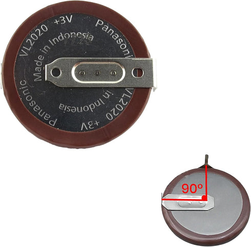 OEM VL2020 ML2020 Rechargeable Battery, 3V Lithium Coin 20MM 90 Degree Tab (1-Pack)