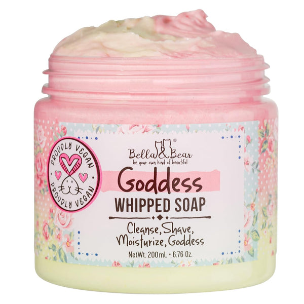 Bella & Bear Goddess Whipped Soap, Moisturizing Body Wash, Paraben Free, Vegan Shower Essential