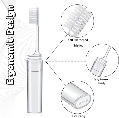 Rtteri 50 Pcs Travel Toothbrush Kit - Bulk Folding Toothbrush with Cover, Portable Travel Size Mini Toothbrush for