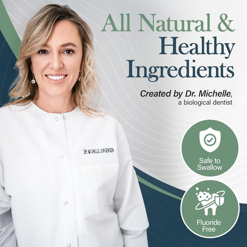 Living Well with Dr. Michelle - Cool Mint Tooth Powder, Remineralizing & Whitening, Contains Hydroxyapatite
