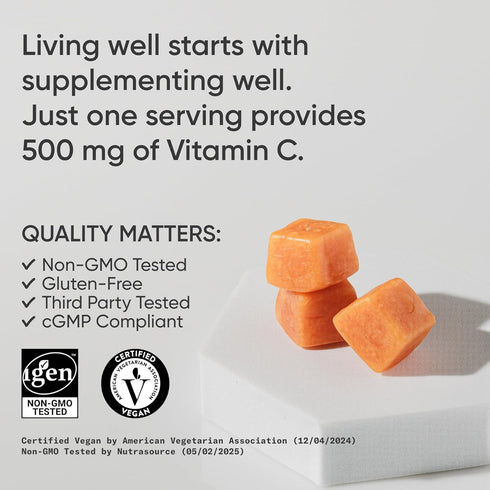 Sports Research Vitamin C Gummies for Kids & Adults | Vegan Certified, Gelatin Free & Non-GMO | Immune Support