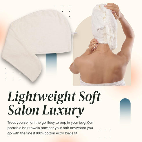 Huge Cotton Hair Towel Wrap for Women, Coral White