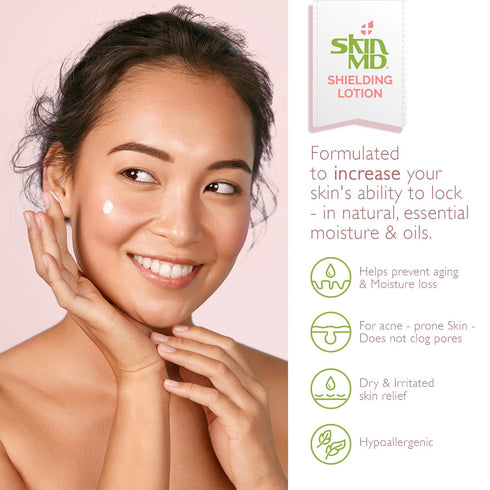 Skin MD Shielding Lotion 4oz, Hydrating Non-Greasy Protection for Sensitive Skin