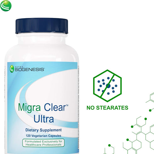 Nutra BioGenesis Migra Clear Ultra - 120 Capsules with Feverfew, Riboflavin, Magnesium for Healthy Capillary Function