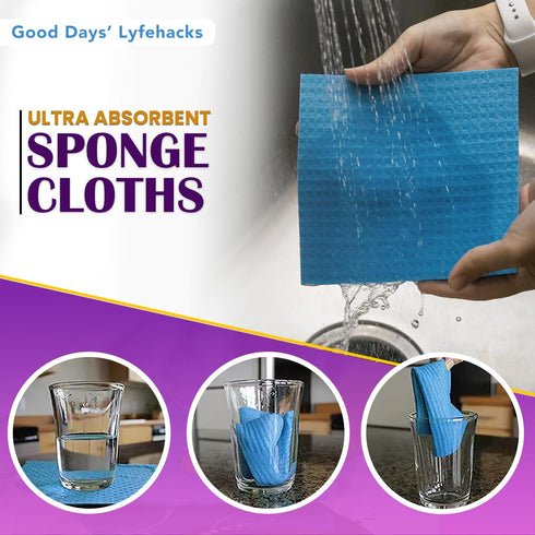 Good Days' Lyfehacks Kitchen Towels, 10 Pack Swedish Dish Cloth for Kitchen, Highly Absorbent, Reusable