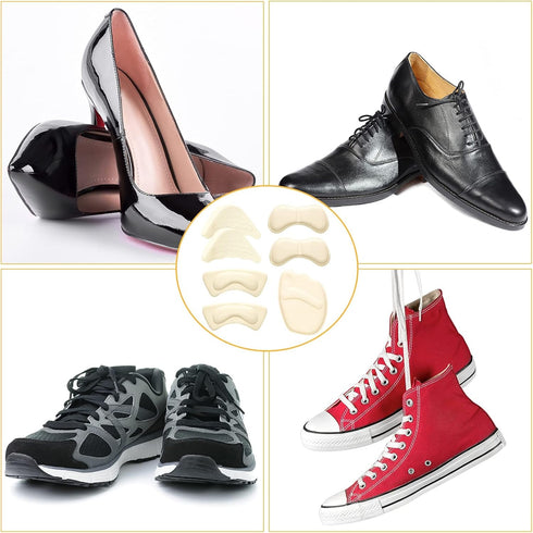 Geyoga 12 Pairs Heel Grips Liner Cushions Inserts for Loose Shoes, Metatarsal Pads and Adjustable Toe Filler Inserts