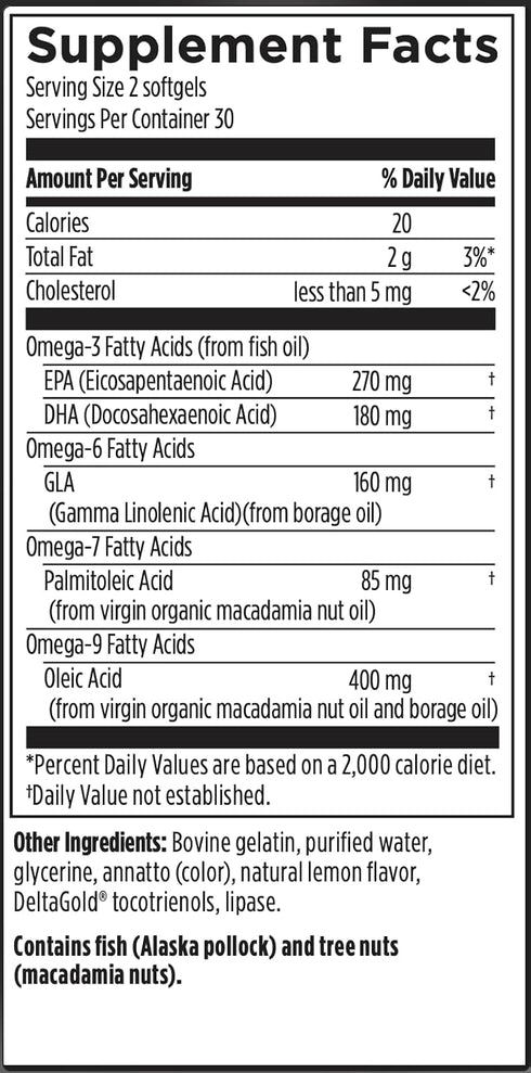 Designs for Health OmegAvail Synergy, Omega Complex for Adults with Omega 3-6-7-9 Fatty Acids, 60 Softgels