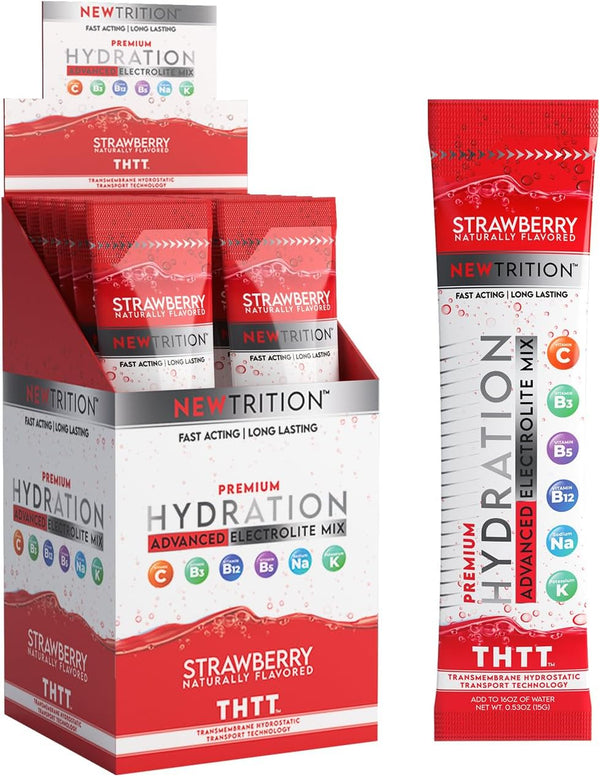 Hydration Powder Packets - Naturally Flavored Electrolyte Powder with Vitamins C & D, Strawberry