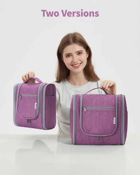 Narwey Small Hanging Toiletry Bag for Women, Travel Makeup Organizer for Toiletries, Medium, Dark Purple