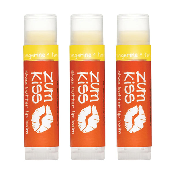 Indigo Wild Zum Kiss Stick, Natural Lip Balm with Organic Beeswax, Tangerine Flavor, 3 Pack