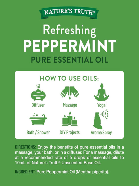 Peppermint Essential Oil | Twin Pack | 2 Pack of 2 Fluid Ounces (59 mL) | Mentha Piperita | by Nature's Truth