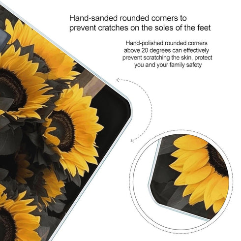 RLDOBOFE 400 Lbs A Bouquet of Black Sunflowers Weight Scale,Clear LED Display Bathroom Digital Weighing Scale,Tempered