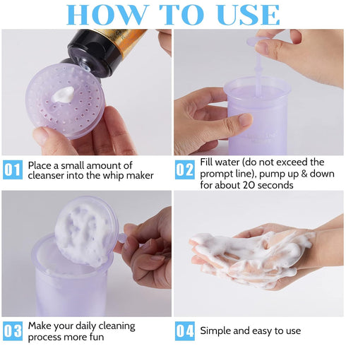 4 Pieces Face Foam Maker - Travel Cleanser Whip Maker for Quick Facial Cleansing - Lightweight Facial Foam Cup