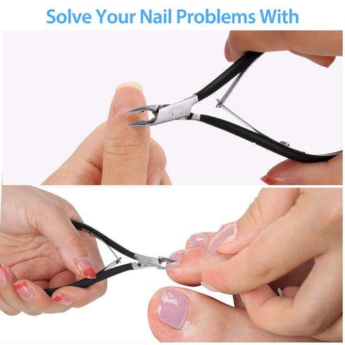 Mudder 3 Packs Cuticle Nippers Cutter Tool, Stainless Steel Nail Trimmer for Fingernails and Toenails (Black)