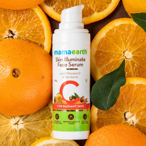 Mamaearth Vitamin C Face Serum with Turmeric for Radiant Skin - 1.01 Fl Oz / 30ml, Reduces Fine Lines & Wrinkles