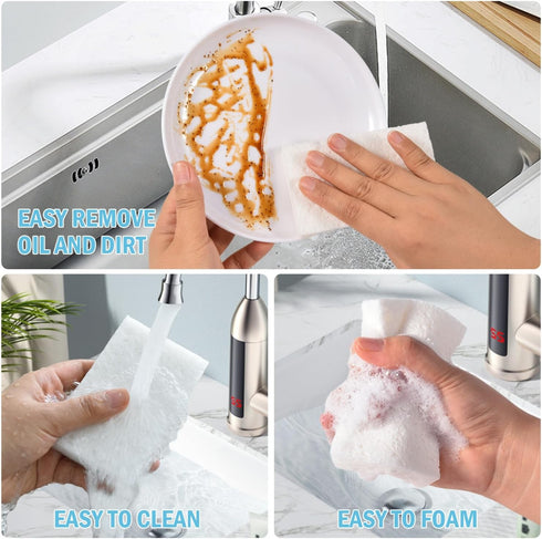 YoleShy 48 Pack White Sponges Kitchen Natural Compressed Cellulose Sponges for Dishes Bulk Non Scratch for Household