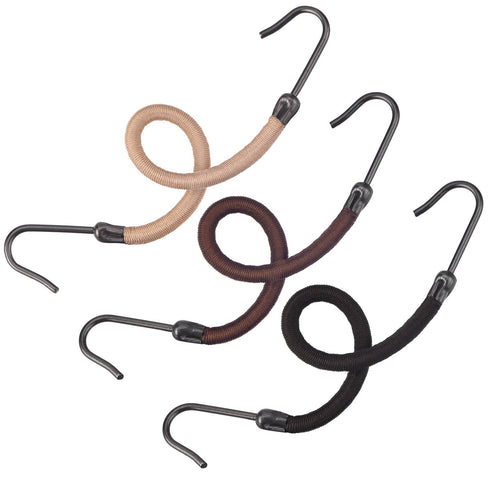 Hotop 15 Pieces Elastic Hook Hair Tie Styling Ponytail Holder Hooks for Curly Long Hair (Black, Brown, Blonde)