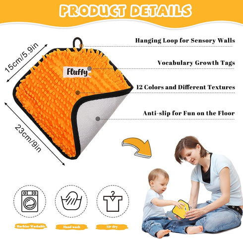 WSICSE 12 Gift(69 Inch) Labeled Sensory Mats, Diamond Shape Sensory Toys for Kids with Autism, Assorted Textured
