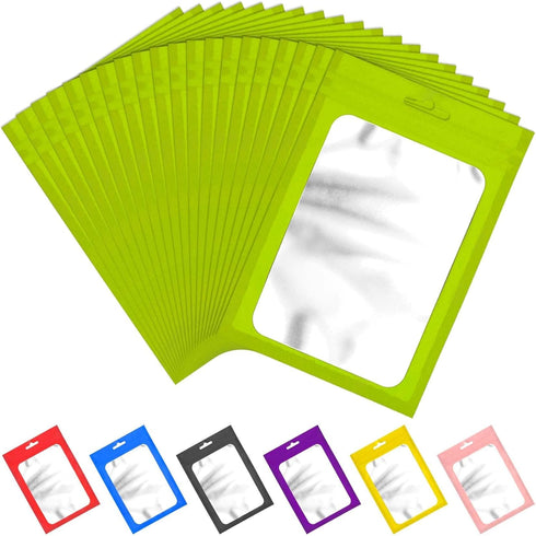 100 Pcs Resealable Mylar Bags with Clear Window, Foil Pouch Zipper Bags for Food Storage Supplies (7.08x10.24 inches,