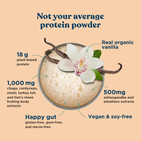 Four Sigmatic Organic Vegan Protein Powder, 18g Plant-Based Protein per Serving, Gluten Free, 21.16oz, 15 Servings