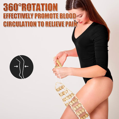 KintKita Wood Therapy Massage Tools,Back Wooden Massage Roller Rope Tool Maderoterapia Kit Professional Cellulite