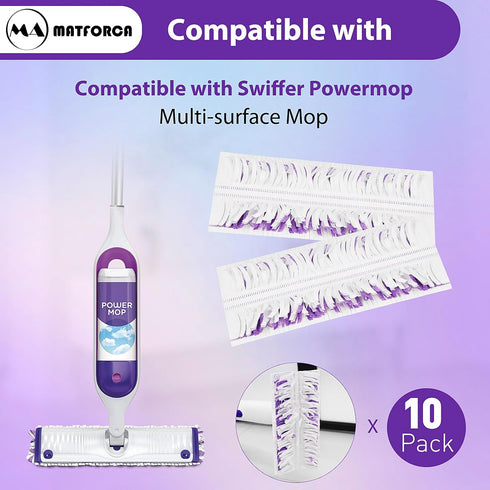 10 Pack Disposable Power Mop Pads Refills for Swiffer PowerMop Multi-Surface Replacement Mopping Pads